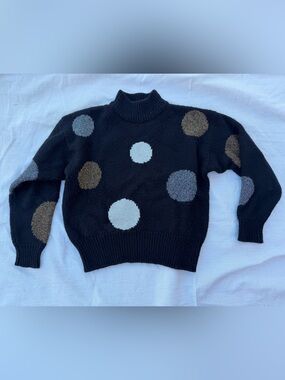 Liz Claiborne Black Turtleneck Sweater with Metallic Dot Accents